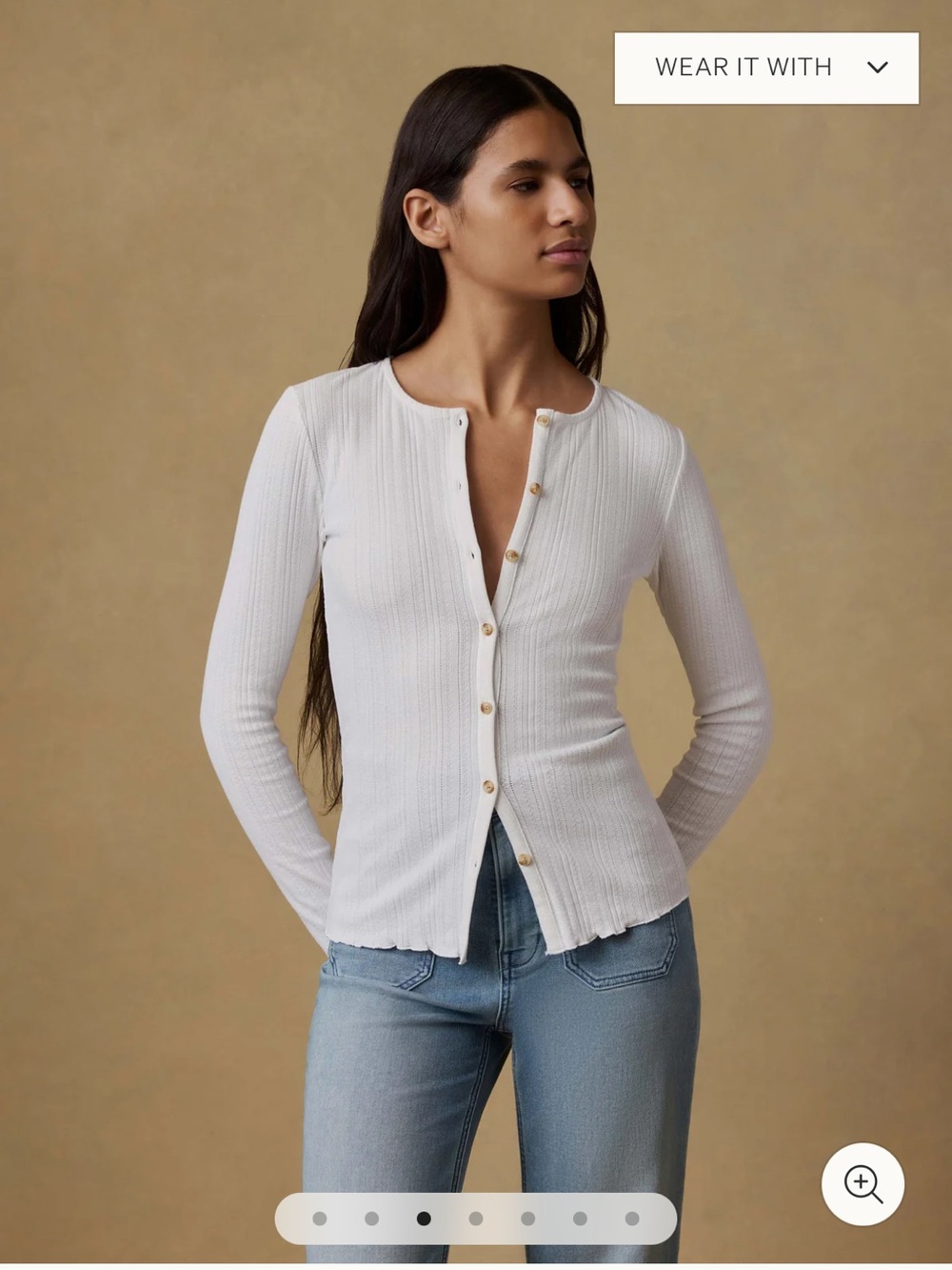 FAHERTY WHITE POINTELLE CARDIGAN medium